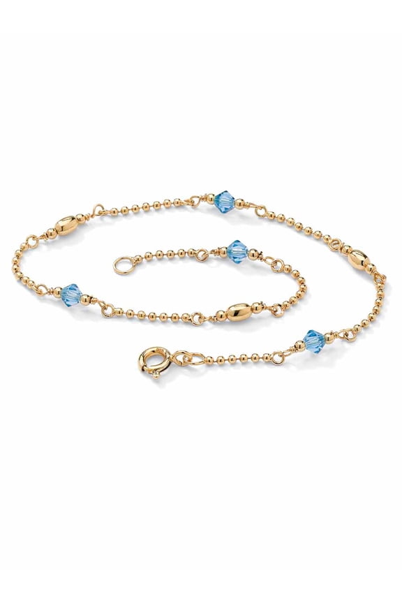 Simulated Birthstone Ankle Bracelet Gold-Plated or Platinum-Plated Silver