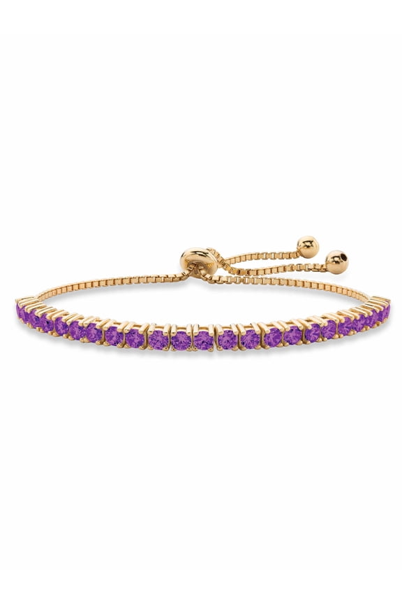 Simulated Birthstone Bolo Bracelet in Gold-Plated or Silvertone 9.25"