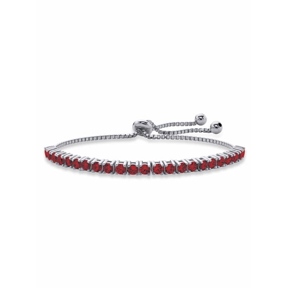 PalmBeach Jewelry Simulated Birthstone Bolo Bracelet in Gold-Plated or Silvertone 9.25"