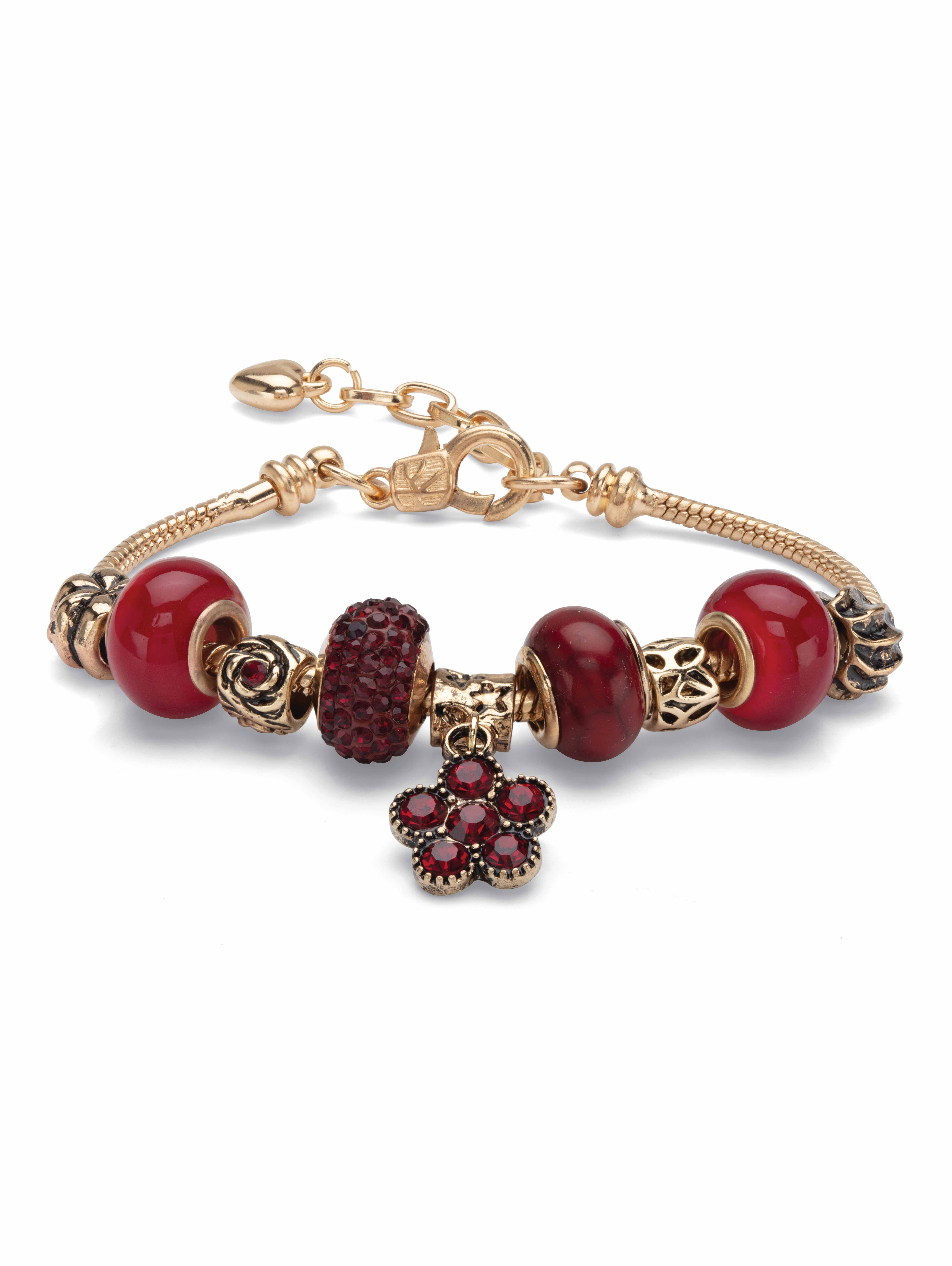 PalmBeach Jewelry Simulated Birthstone Charm Bracelet in Silvertone or Goldtone