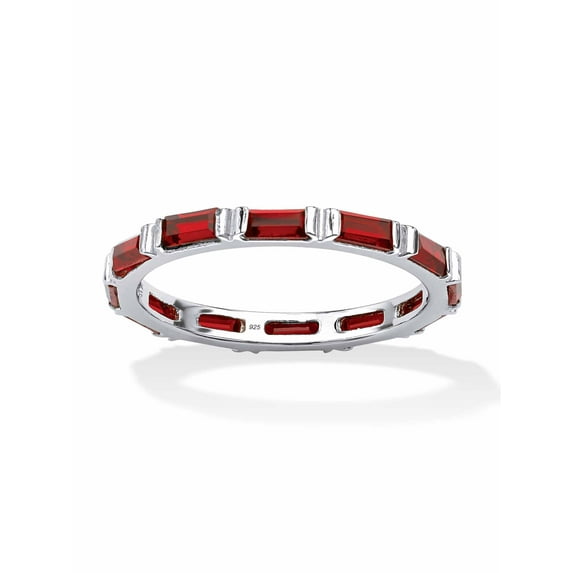 PalmBeach Jewelry Simulated Birthstone Eternity Band in Silver or Gold-Plated Eternity Ring