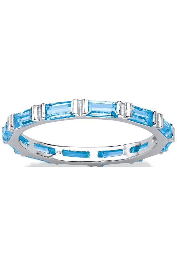 Simulated Birthstone Eternity Band in Silver or Gold-Plated Eternity Ring