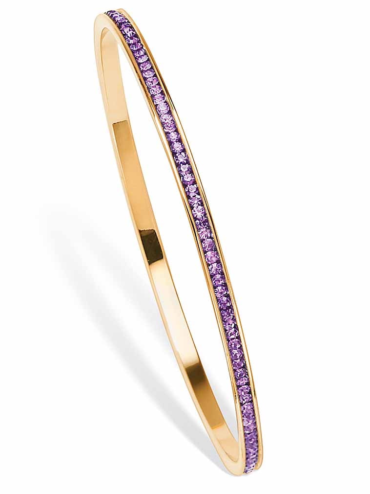 PalmBeach Jewelry Simulated Birthstone Eternity Bangle Bracelet in Silvertone or Goldtone 7.5"
