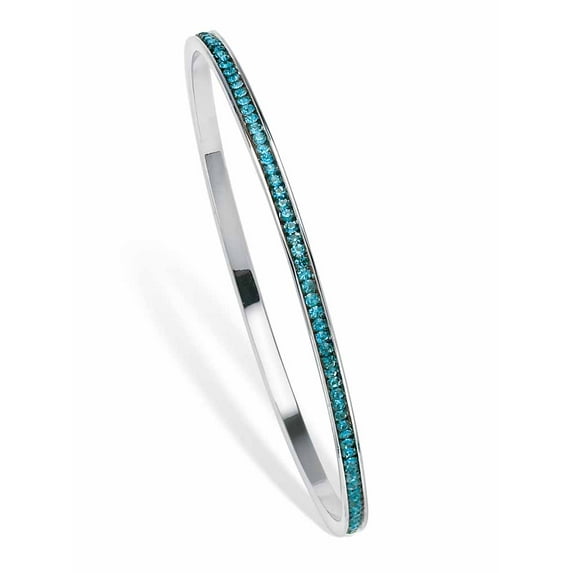 PalmBeach Jewelry Simulated Birthstone Eternity Bangle Bracelet in Silvertone or Goldtone 7.5"