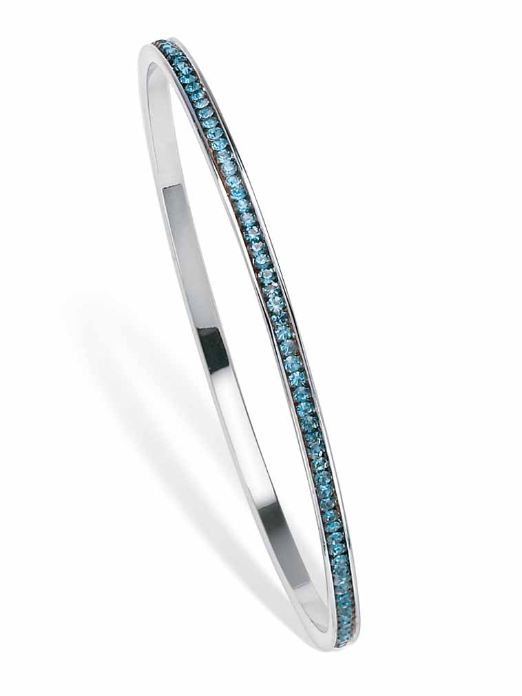 PalmBeach Jewelry Simulated Birthstone Eternity Bangle Bracelet in Silvertone or Goldtone 7.5"