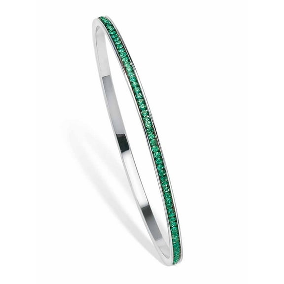 PalmBeach Jewelry Simulated Birthstone Eternity Bangle Bracelet in Silvertone or Goldtone 7.5"