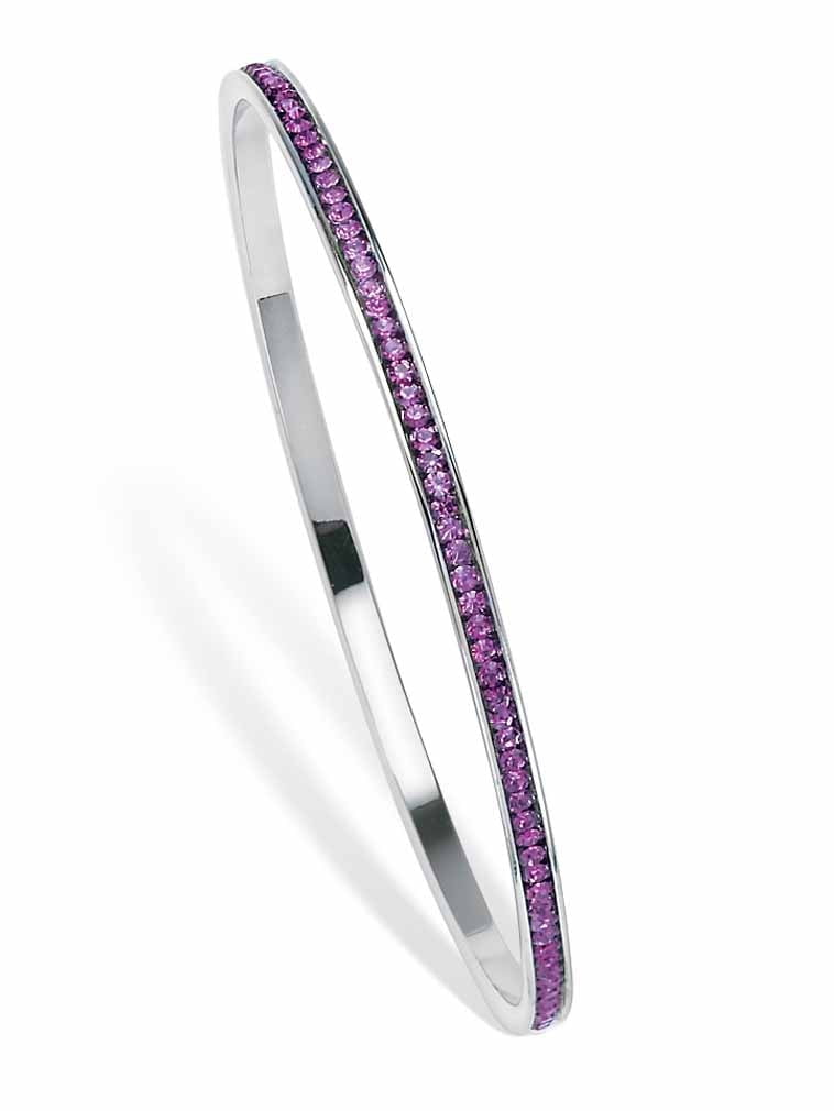 PalmBeach Jewelry Simulated Birthstone Eternity Bangle Bracelet in Silvertone or Goldtone 7.5"