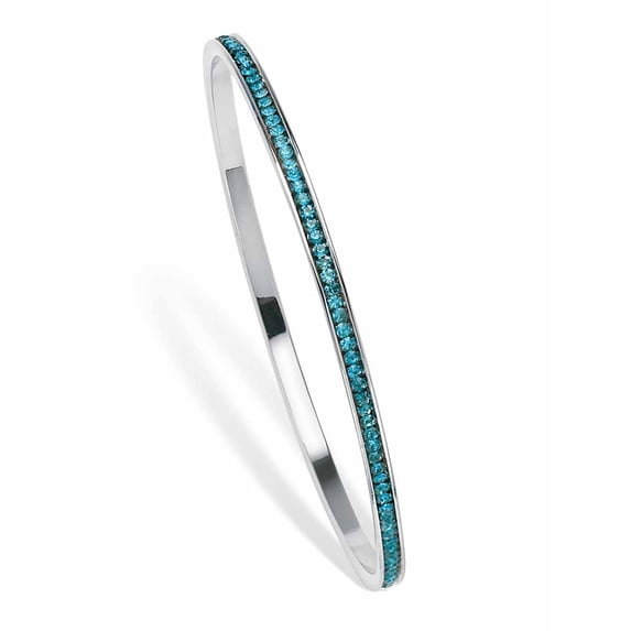 PalmBeach Jewelry Simulated Birthstone Eternity Bangle Bracelet in Silvertone or Goldtone 7.5"