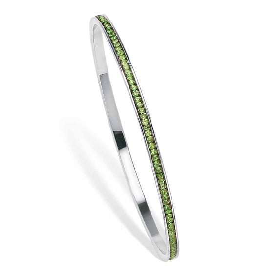 PalmBeach Jewelry Simulated Birthstone Eternity Bangle Bracelet in Silvertone or Goldtone 7.5"