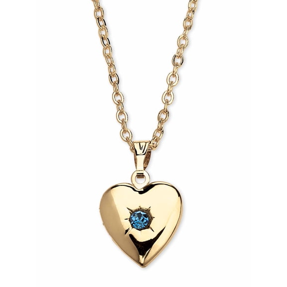 PalmBeach Jewelry Simulated Birthstone Heart Locket Necklace in Yellow Goldtone