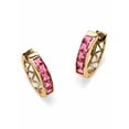 thumbnail image 1 of PalmBeach Jewelry Simulated Birthstone Sterling Silver or Gold-Plated Hoop Earrings, 1 of 2