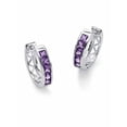 thumbnail image 1 of PalmBeach Jewelry Simulated Birthstone Sterling Silver or Gold-Plated Hoop Earrings, 1 of 2