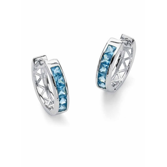 PalmBeach Jewelry Simulated Birthstone Sterling Silver or Gold-Plated Hoop Earrings