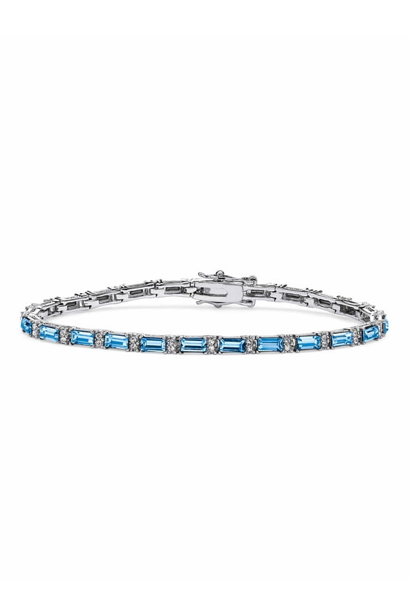 Simulated Birthstone Tennis Bracelet Gold-Plated or Silvertone