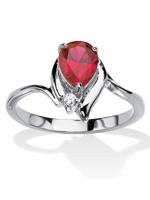 Simulated Birthstone and Crystal Accent Ring Gold-Plated or Silvertone