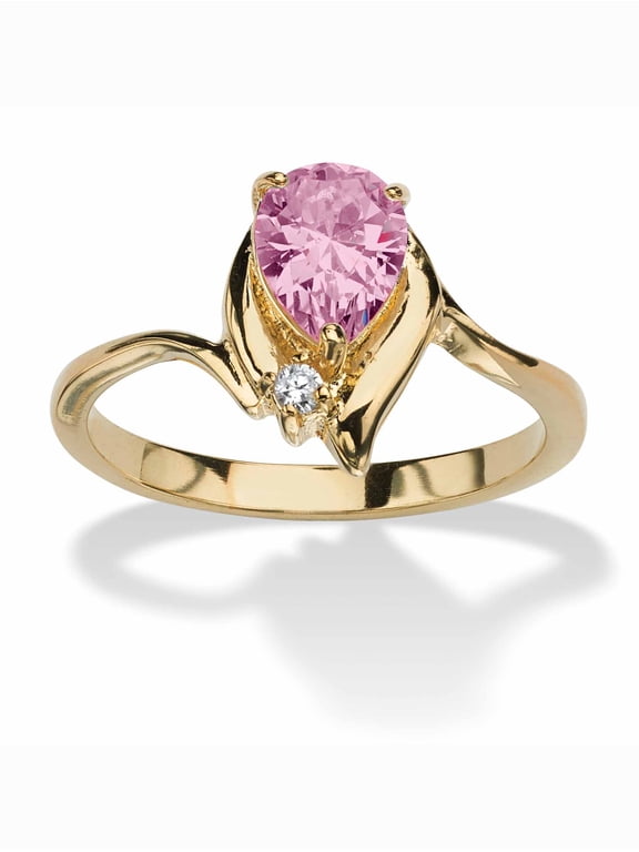 Simulated Birthstone and Crystal Accent Ring Gold-Plated or Silvertone