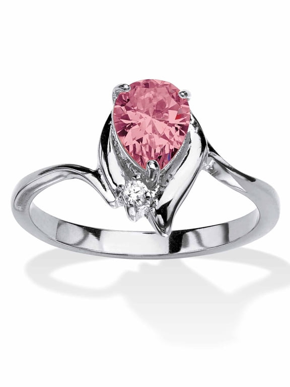 Simulated Birthstone and Crystal Accent Ring Gold-Plated or Silvertone