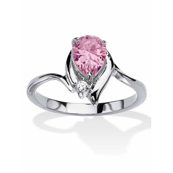 PalmBeach Jewelry Simulated Birthstone and Crystal Accent Ring Gold-Plated or Silvertone