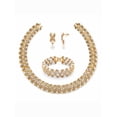 thumbnail image 1 of PalmBeach Jewelry Simulated Pearl and Crystal 3-Piece "X" Necklace, Earrings and Bracelet Set in Yellow Goldtone or Silvertone 18", 1 of 8