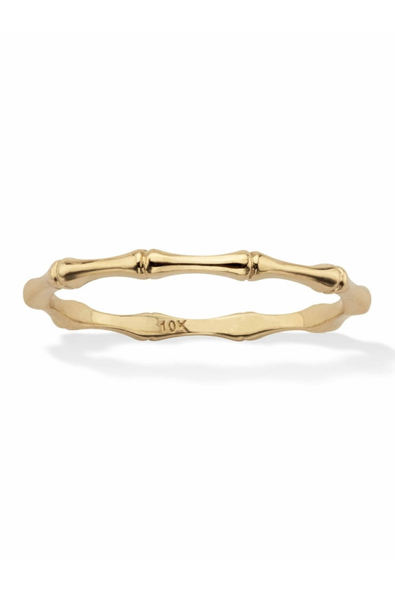 Stackable Bamboo Band Ring (1.8mm) 10K Solid Yellow Gold