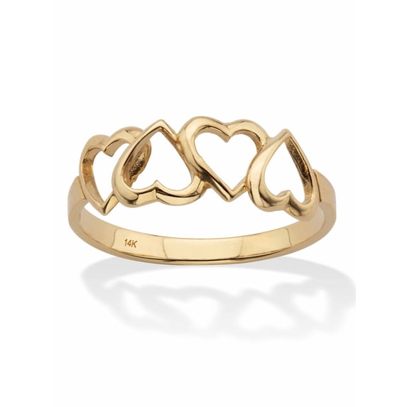 PalmBeach Jewelry Stackable Heart Ring Solid 14K Yellow Gold