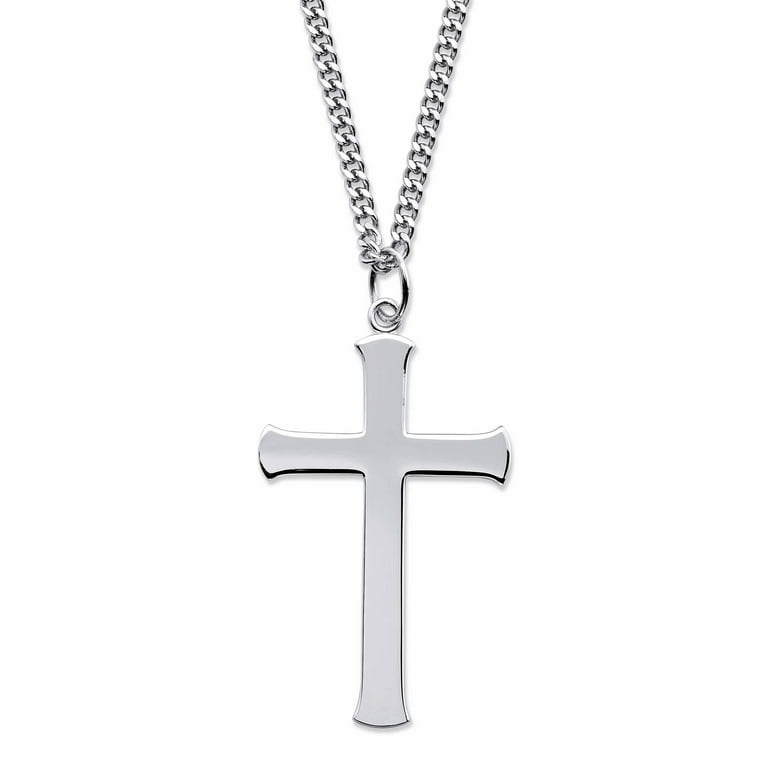 PalmBeach Jewelry Sterling Silver Cross Pendant Necklace with