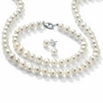 thumbnail image 1 of PalmBeach Jewelry Sterling Silver Round Genuine Cultured Freshwater Pearl Stud Earring, Necklace and Bracelet Set, 18 inches, 1 of 9