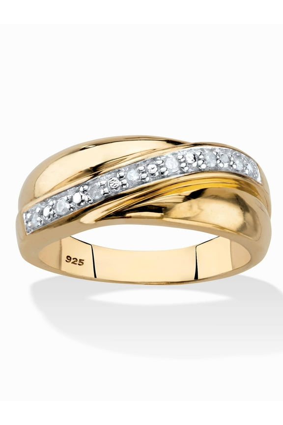 Swirled Diamond Gold-Plated Sterling Silver Wedding Rings, 12 Inches