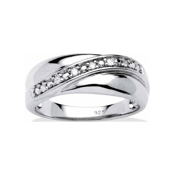 PalmBeach Jewelry Swirled Round Diamond Wedding Band 1/10 ct. t.w. Platinum Over Sterling Silver