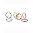 thumbnail image 1 of PalmBeach Jewelry Tri-Tone 3-Pair Set of Hoop Earrings in Goldtone, Rose Tone and Silvertone (1 1/4"), 1 of 6