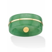 PalmBeach Jewelry Viennese Turquoise or Genuine Green Jade Striped Ring Band Yellow Gold