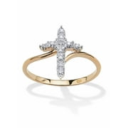 PalmBeach Jewelry White Diamond Accent Cross Ring in 18k Gold-Plated or Platinum-Plated Sterling Silver