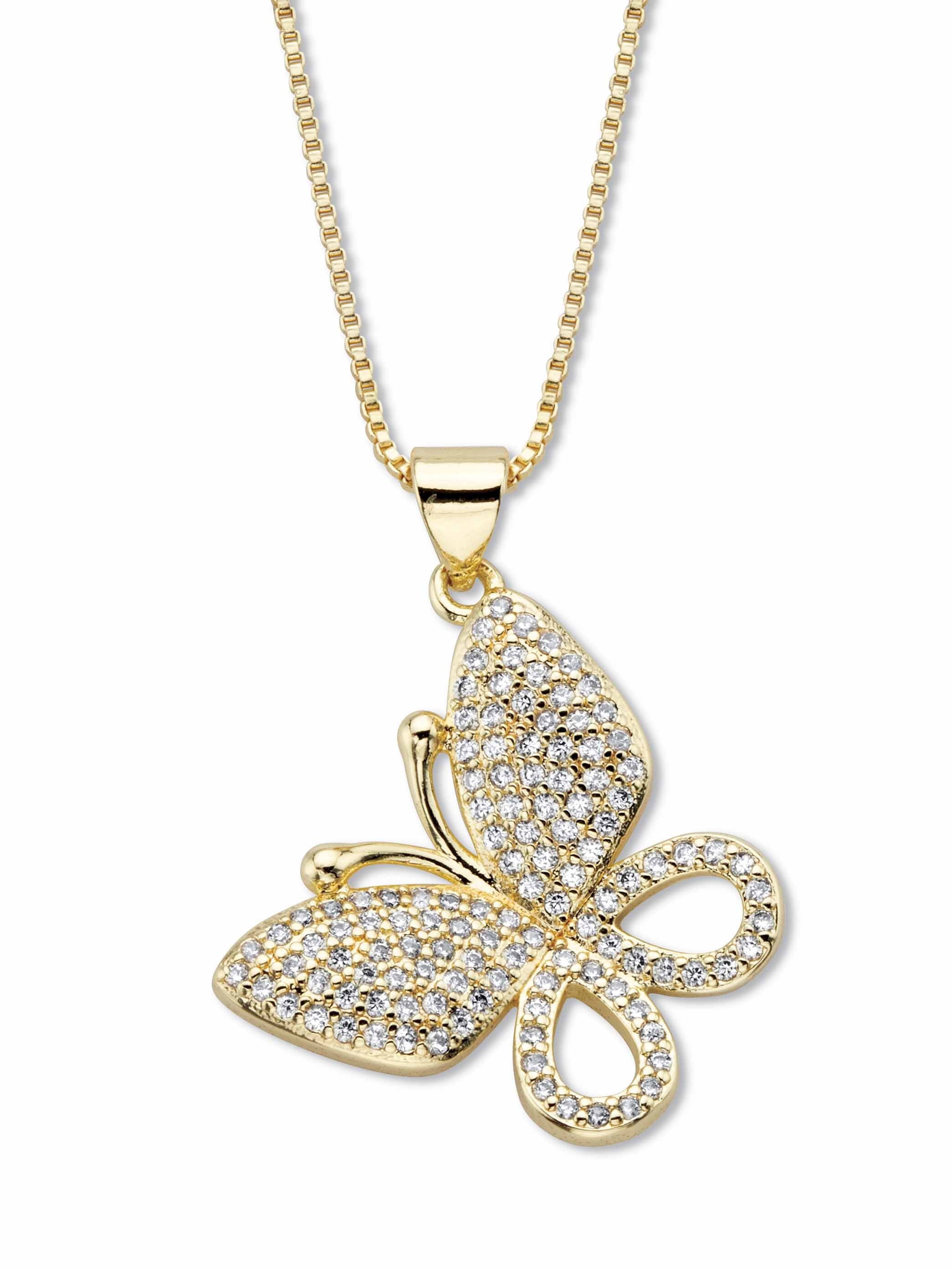 Walmart promo code:  PalmBeach Jewelry White Round Crystal Pave Butterfly Pendant Necklace 16"-18" Chain Goldtone