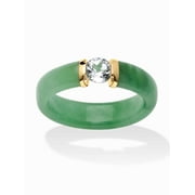 PALMBEACH JEWELRY White Topaz or Garnet Center Stone with Green Red or Black Jade Ring in 10k Gold