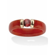 PALMBEACH JEWELRY White Topaz or Garnet Center Stone with Green Red or Black Jade Ring in 10k Gold