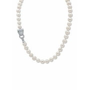 PalmBeach Jewelry White or Peacock Genuine Pearl Necklace Pave CZ Panther .55 Cttw. Silvertone 18" Length
