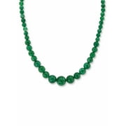 PalmBeach Jewelry Women's Graduated Round Genuine Green Jade or Black Agate Necklace 18"