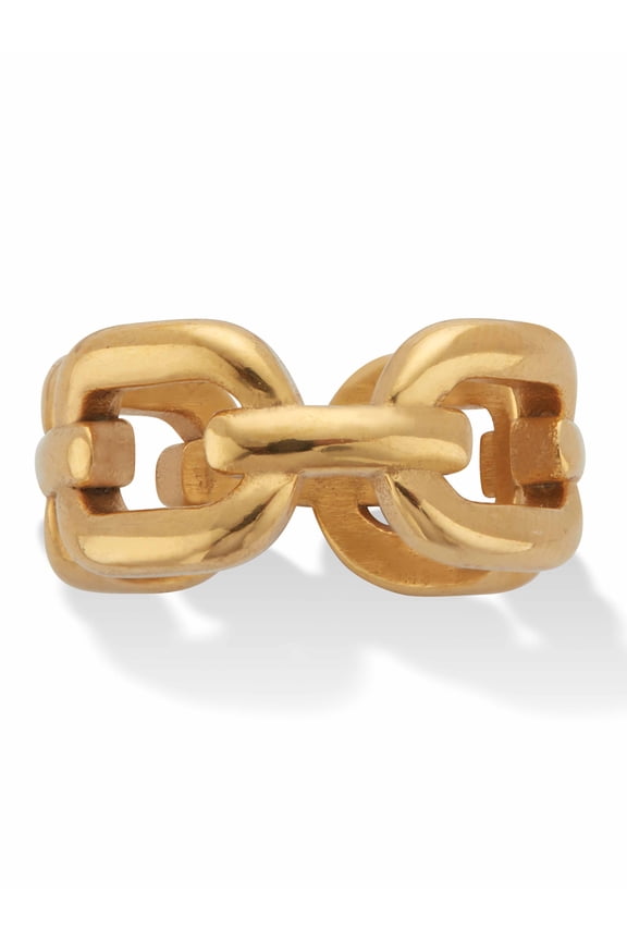Yellow Gold Ion-Plated Stainless Steel Chain Link Ring