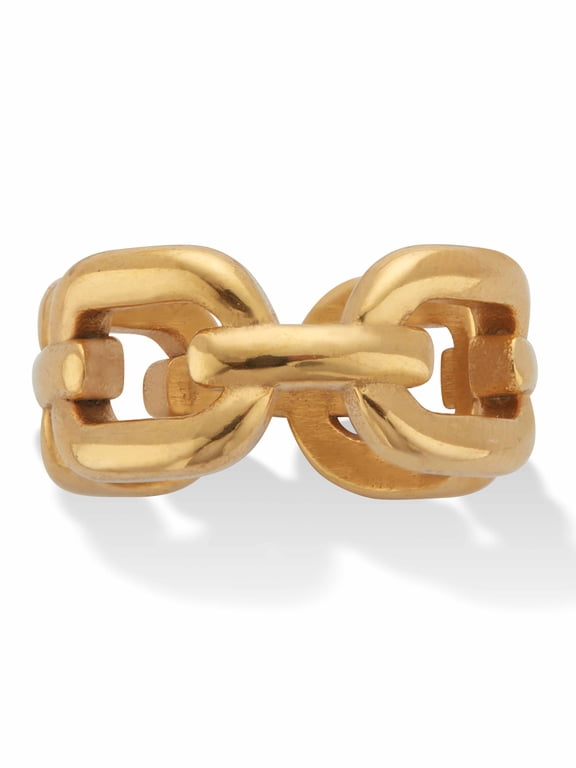 Yellow Gold Ion-Plated Stainless Steel Chain Link Ring