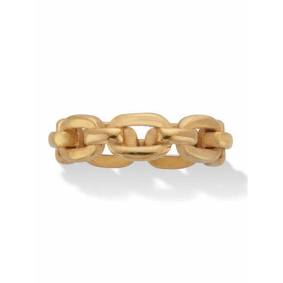 PalmBeach Jewelry Yellow Gold Ion-Plated Stainless Steel Chain Link Style Ring