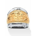 thumbnail image 1 of PalmBeach Jewelry Yellow Gold-Plated Sterling Silver Two-Tone Scroll Motif Cigar Band Ring, 1 of 5
