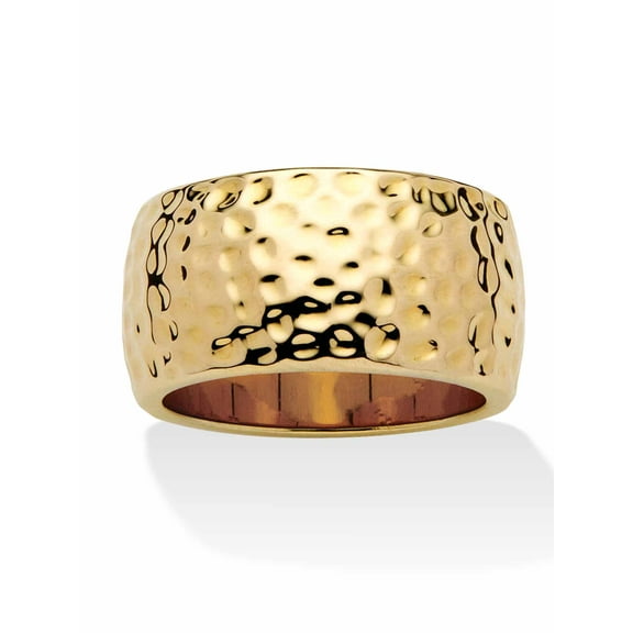 PalmBeach Jewelry Yellow Gold-Plated or Silvertone Hammered-Style Ring Band