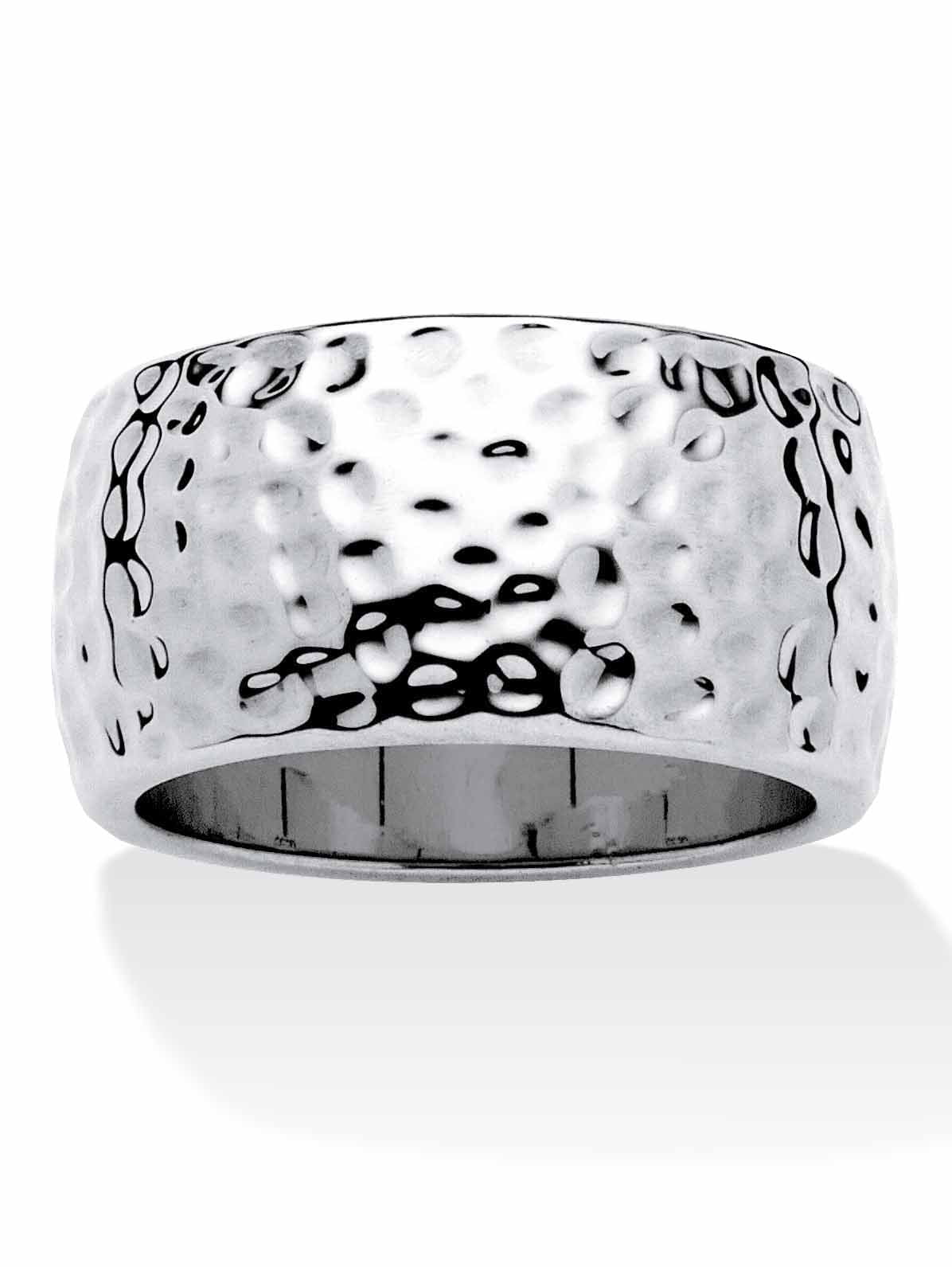 PalmBeach Jewelry Yellow Gold-Plated or Silvertone Hammered-Style Ring Band