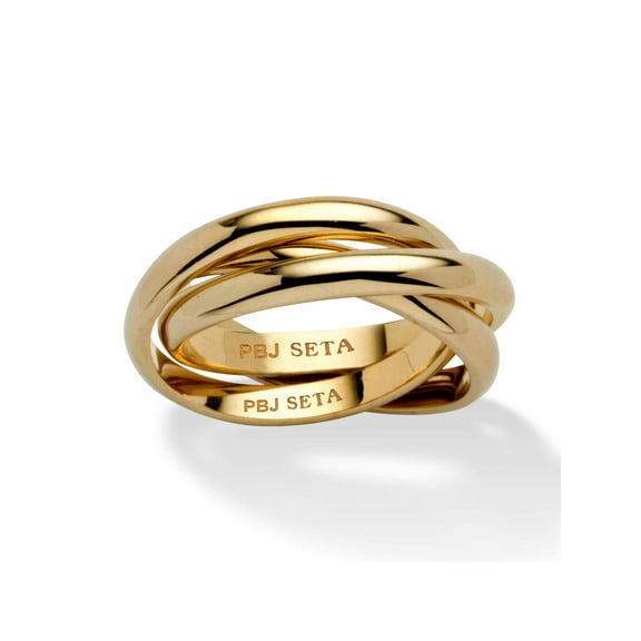 PalmBeach Jewelry Yellow Gold-Plated or Sterling Silver Rolling Triple Band Crossover Ring