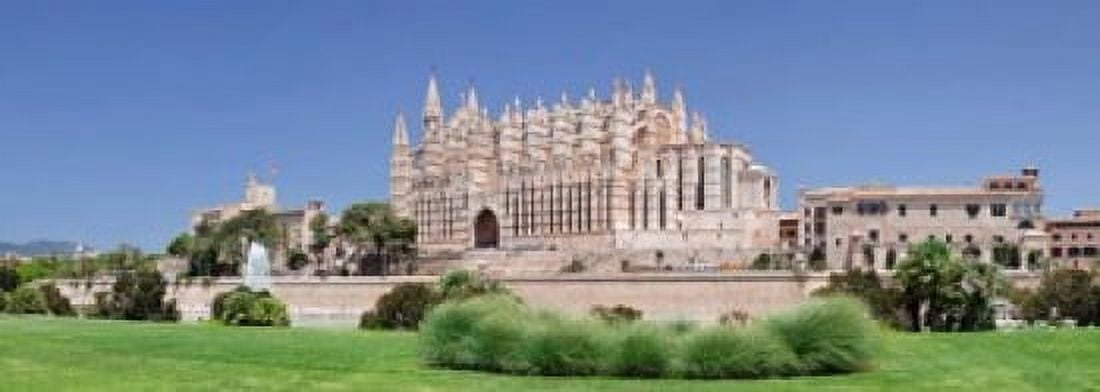 Palma Cathedral (La Seu) and Almudaina Palace Spain Canvas Art - Panoramic Images (34 x 12)
