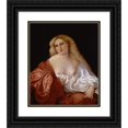 thumbnail image 1 of Palma Vecchio 20x23 Black Ornate Framed Double Matted Museum Art Print Titled: Portrait of a Woman Know as Portrait of a Courtsesan (1520), 1 of 5