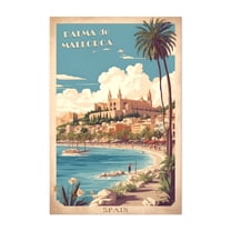 Palma de Mallorca Vintage Retro Travel Art - Balearic Islands Spain Illustration Unframed Wall Art Print 5 x 7 inches