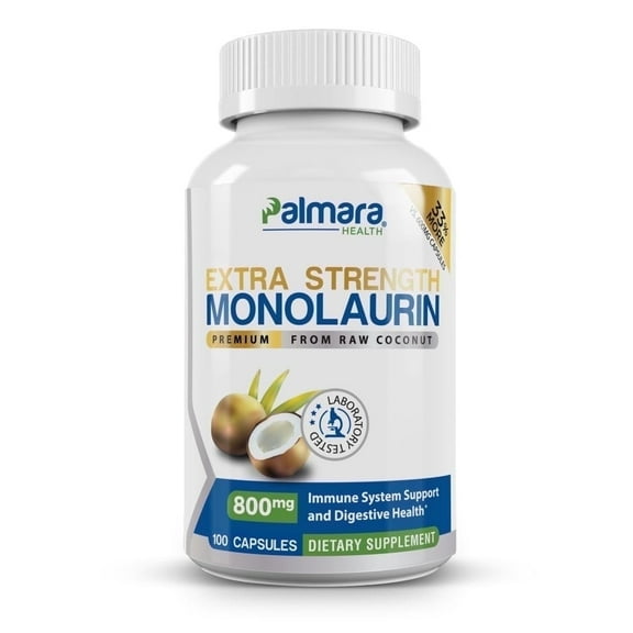 Monolaurin 800mg - Extra Strength Formula - 100 Vegan Capsules - Palmara Health
