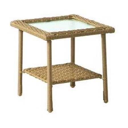 Palmaro Square Glass End Side Table, Tan