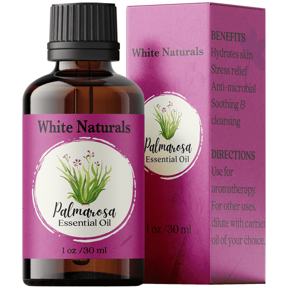 Organic Palmarosa Essential Oil  100% Pure & Natural Palmarosa Oil, Floral & Fresh Aroma, Ideal for Aromatherapy, Skin Care & DIY Beauty, 1oz